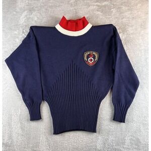 Vintage FIA Italia Sweater Embroidered Womens M Blue Knit Nautical Preppy